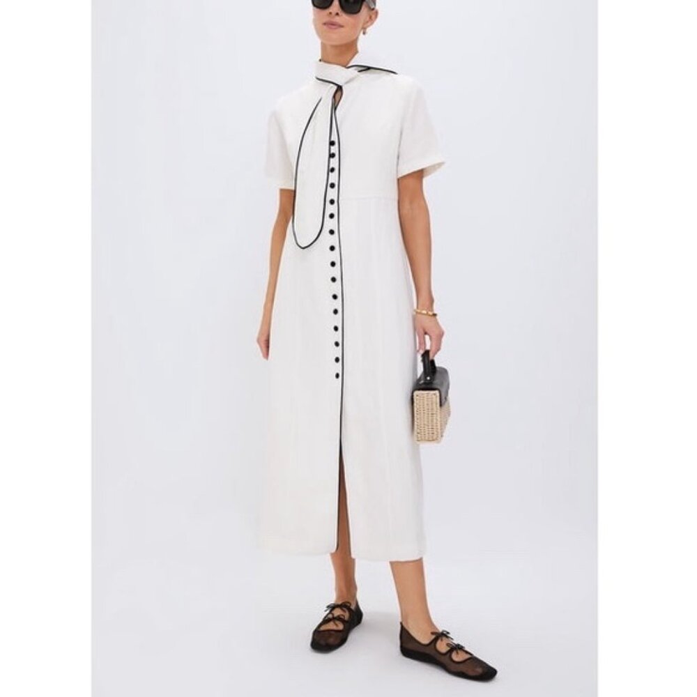 TUCKERNUCK Ivory and Black Piped Etienne Dress